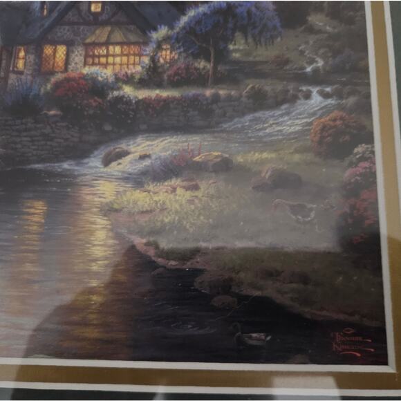 Thomas Kinkade Stillwater Cottage Library Edition 18x16 Framed Print - Picture 8 of 12